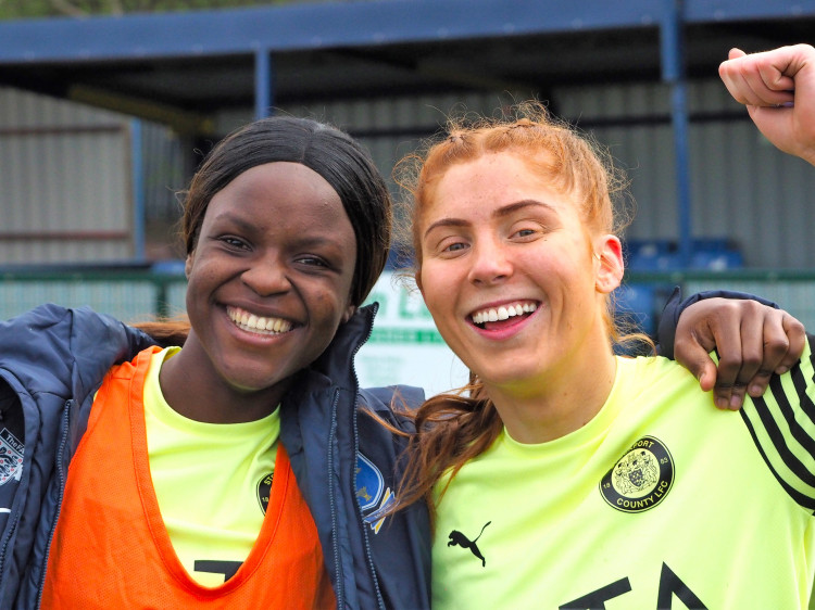 Smiles all round after a win on the final day of the season (Image from Stockport County Ladies)