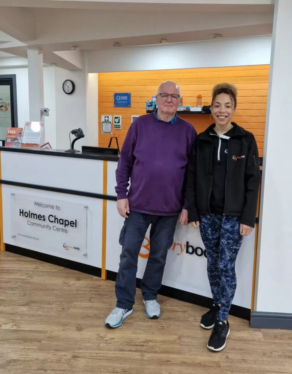 Terry with Vicky at Holmes Chapel Leisure Centre (Photo: Everybody Health and Leisure) 