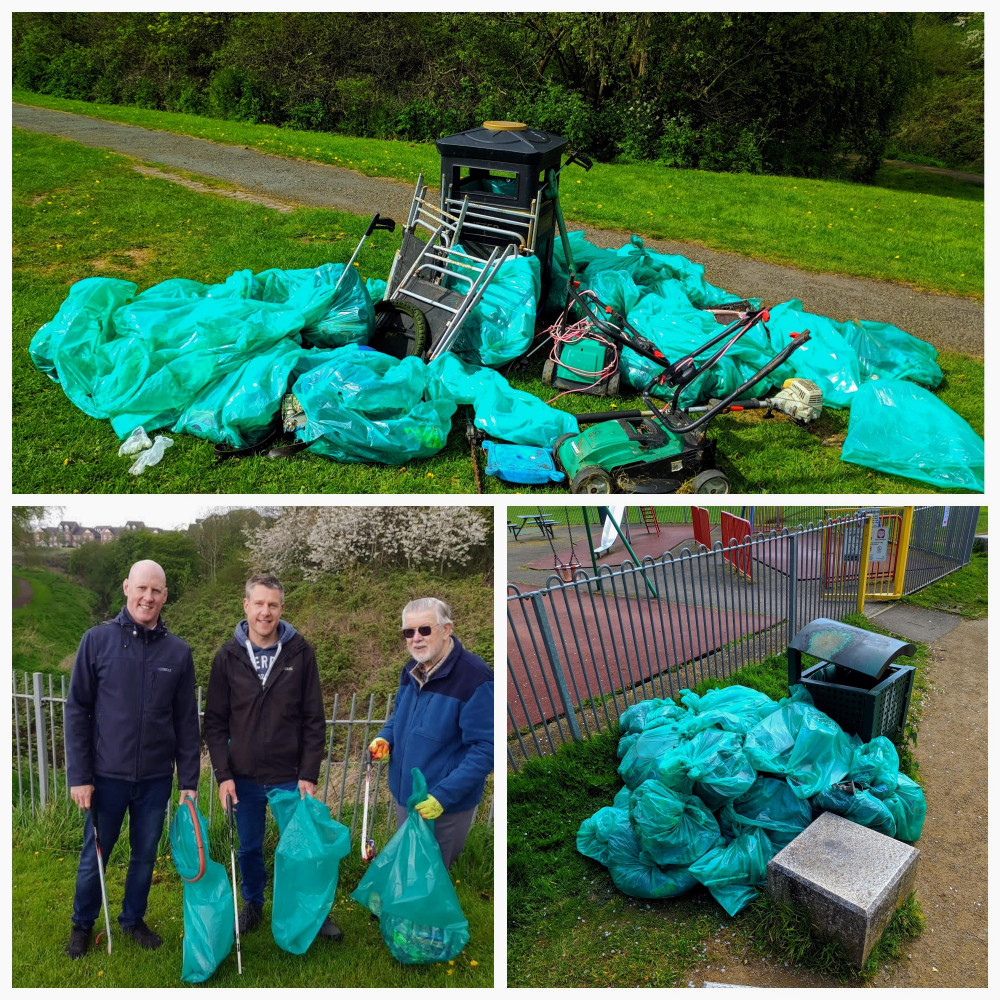 Local residents, councillors and the local MP helped to clean up Leighton Brook Park, off Frank Webb Avenue (Nub News).