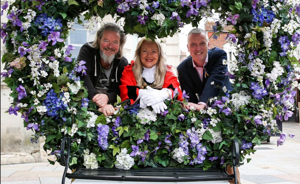 Kevin Jones, chair of Discover Twickenham, the mayor, Cllr Julia Cambridge, and Council Leader, Cllr Gareth Roberts (Credit Discover Twickenham BID).