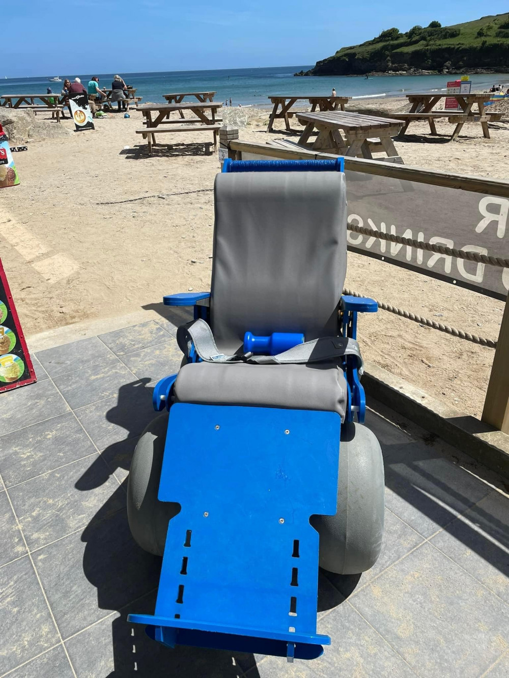The beach wheelchair will be available at the cafe (Life's A Beach Cafe) The beach wheelchair will be available at the cafe (Life's A Beach Cafe)