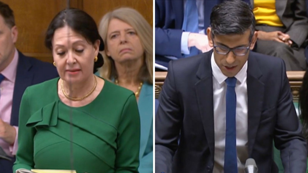 L: Anne Marie Morris. R: Rishi Sunak (UK Parliament)