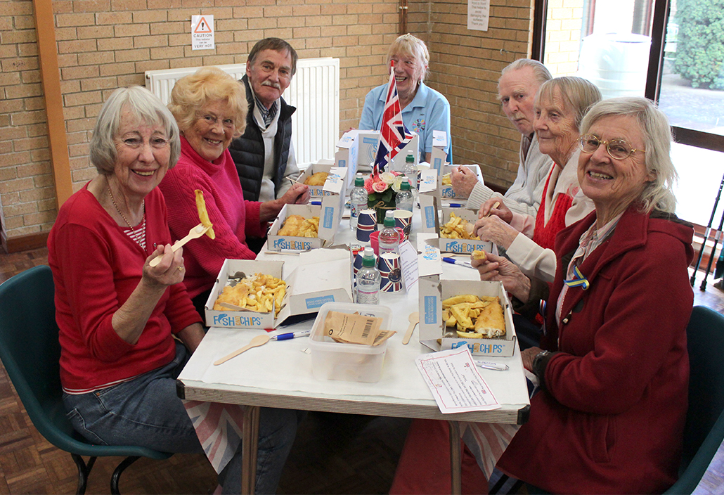 Members of Seaton Memory Cafe got together for a British fish and chip lunch to celebrate the coronation