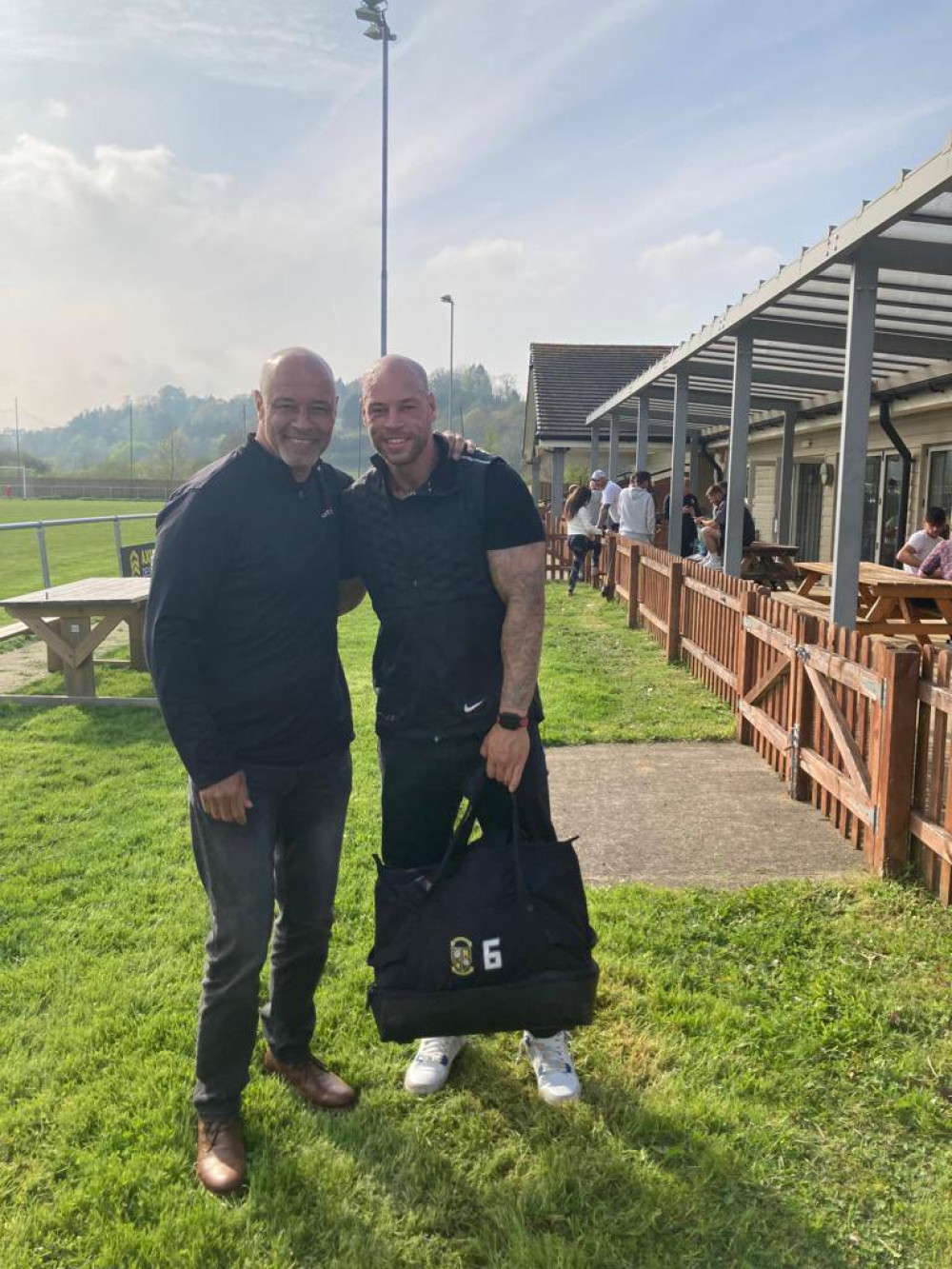 Former Manchester United centre half Paul McGrath pictured with his son Chris at Tiger Way