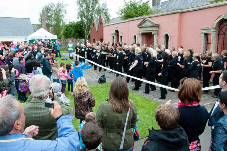 The three South Wales Rock Choirs during their record attempt in Cowbridge (Photo by LyndaAnnPhotography)