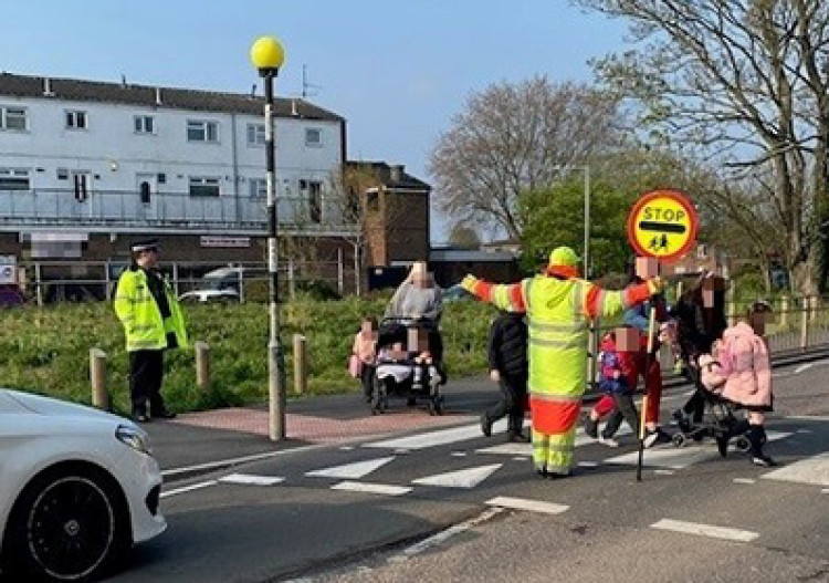 The crossing outside Benyon Primary School.