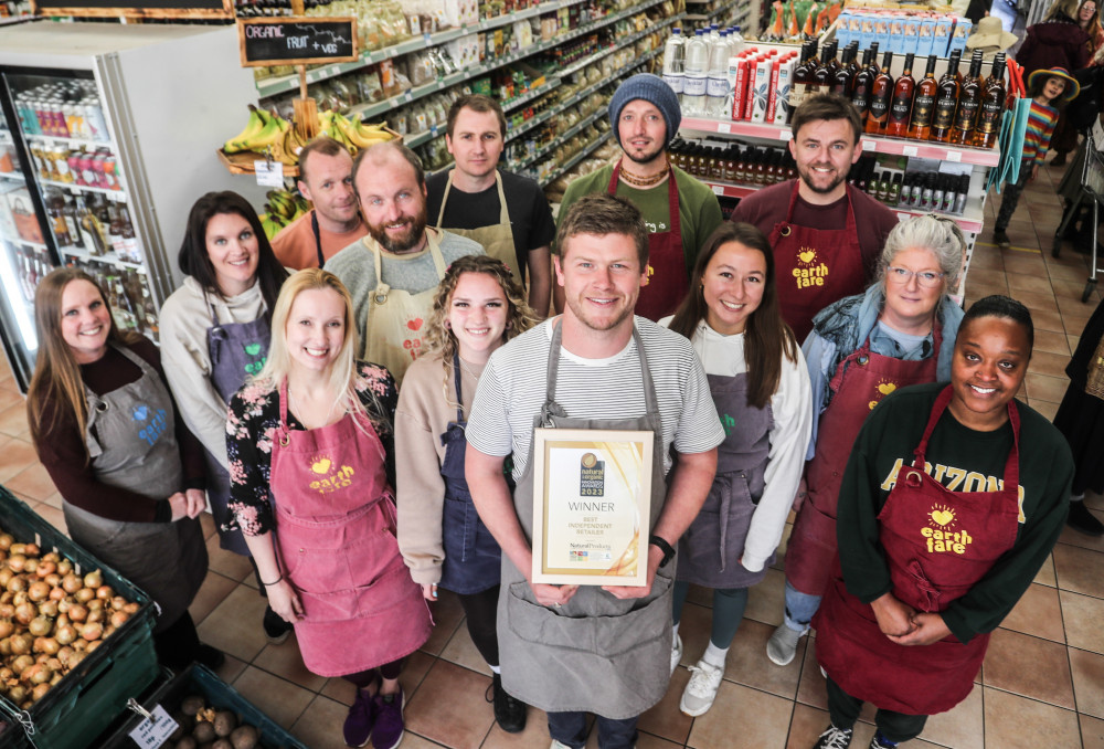 The team at Earthfare in Glastobury with their award