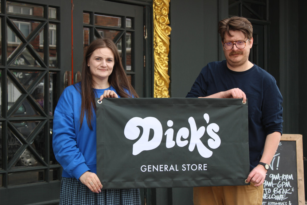 Leigh Jennings and Dick Vincent open Dick's General Store in Macclesfield on Friday May 5 2023. (Image - Alexander Greensmith / Macclesfield Nub News) 