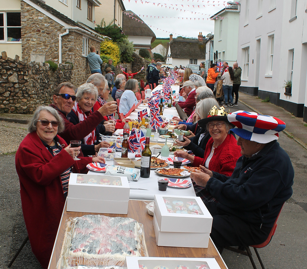 Residents of Colyton enjoy a street party on Sunday (photo credit: Philip Evans)