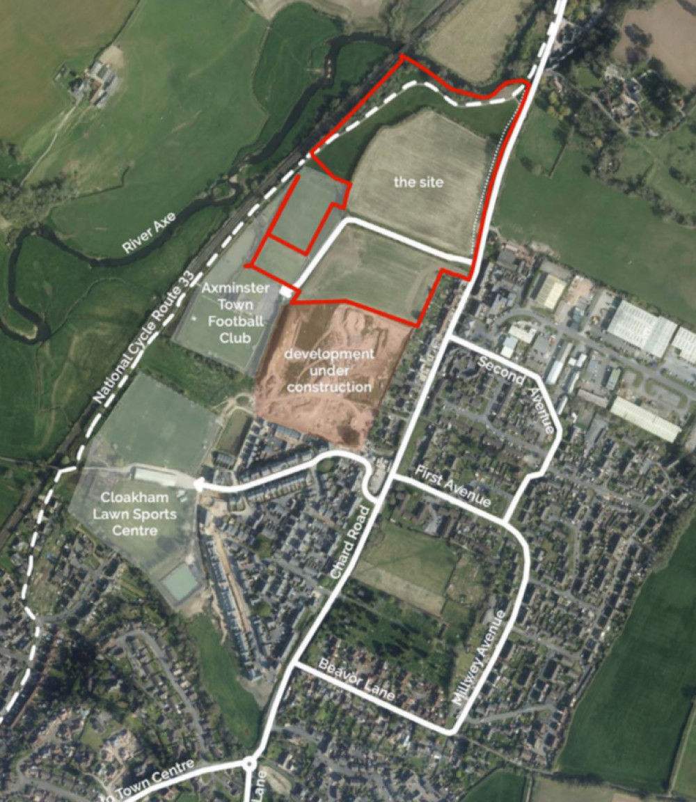 The site of the proposed development off Chard Road, Axminster (photo credit: Greatworth Property Managers Ltd.)