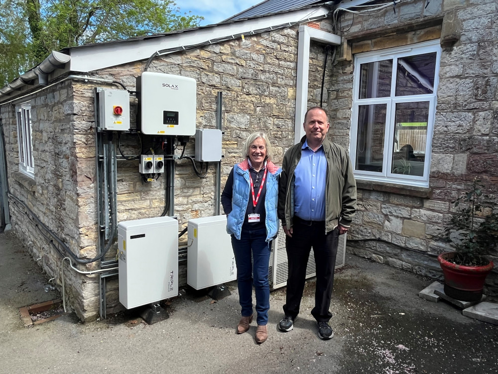 Andrew Marsh, Headteacher of Wookey Primary School with Tessa Munt