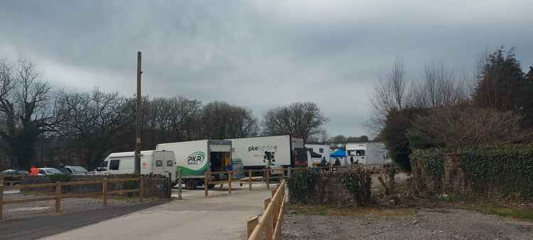 Lorries were also parked at the former cattle market site