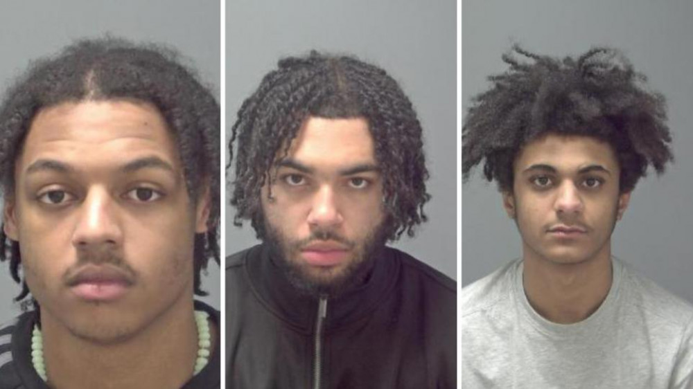 Jerome Geaves from Felixstowe (far right) with Nolan Akuoko and Keon Graham jailed (Picture: Suffolk Police)