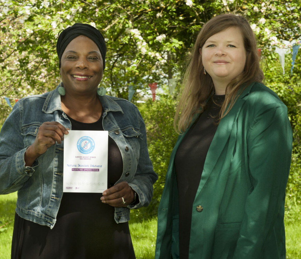 Staff from Natural Skincare Solutions with their Plastic Free certificate