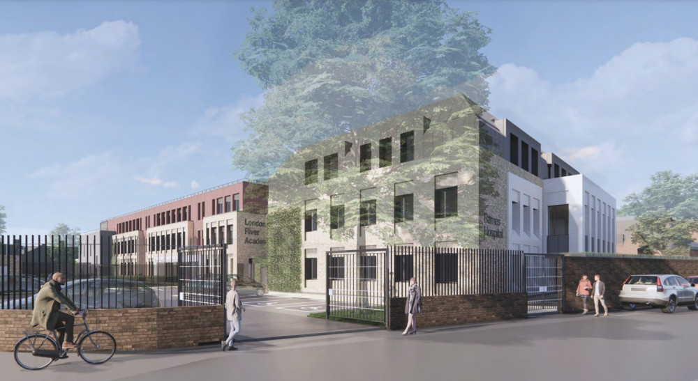 CGI of London River Academy and Barnes NHS Mental Health Facility. Credit: BDP, provided in Richmond Council documents