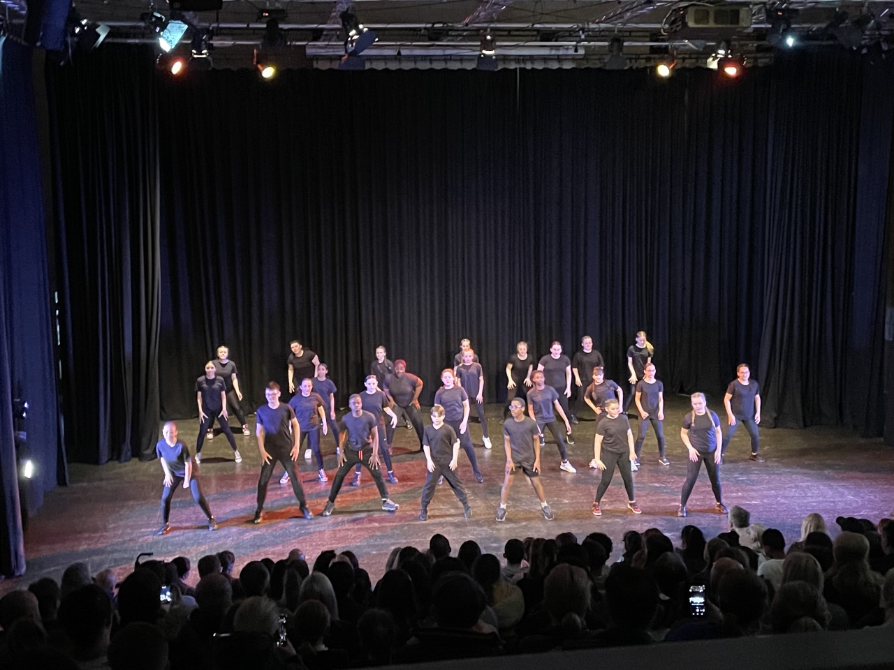 Students on stage at the Ellis Theatre