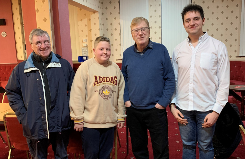 Kenilworth A after clinching the Leamington League title again. From Left - Mike Donnelly, Jude Shearsby, Mark Page and Javier Valdepenas (image supplied)