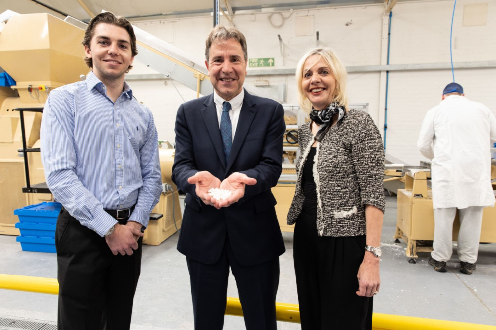 Metro Mayor Dan Norris with Sakina and Zantore Buoy of Somerset Toiletry Company