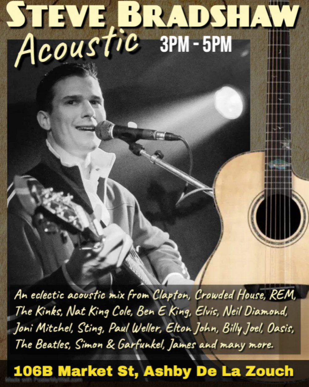 Lazy Sunday Afternoon Acoustic Session with Steve Bradshaw at Brew, 106B Market Street, Ashby-de-la-Zouch