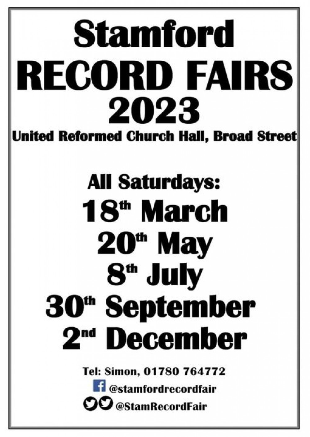 Stamford Record Fair dates