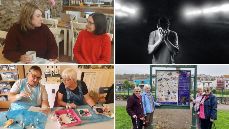 Clockwise from top left: Parental Minds Matter (Nub News), stock image, Honiton Carers (Winnie Cameron), Women's Mental Health Drop-in (Nub News)
