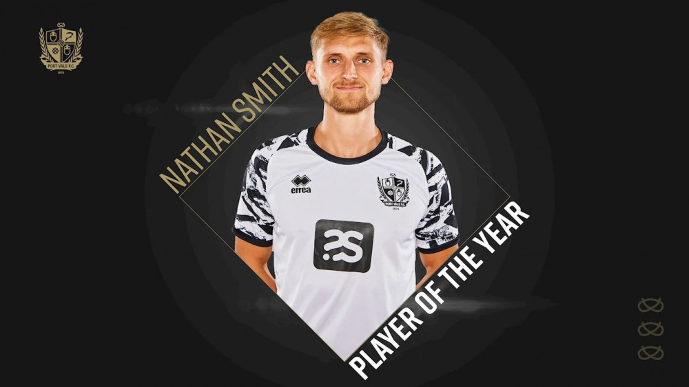 Port Vale defender, Nathan Smith, has been named as Player of the Year (Port Vale FC).