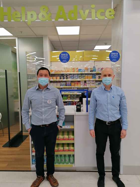 Pharmacists Andrew Li and Adam Young