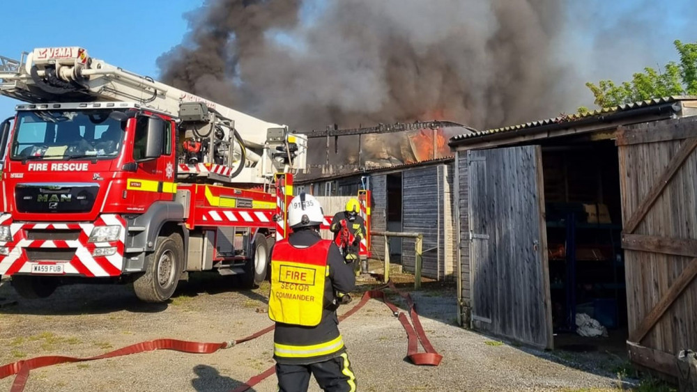 Firefighters at the scene (Devon and Somerset Fire and Rescue Service) Firefighters at the scene (Devon and Somerset Fire and Rescue Service)
