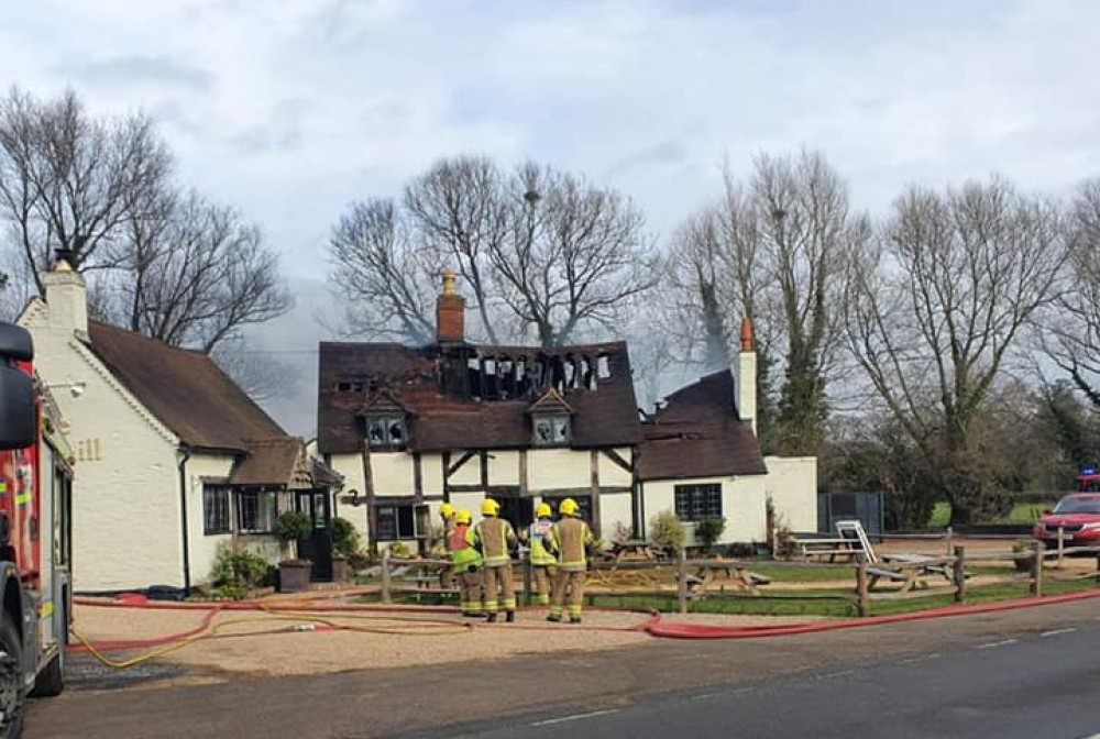 Nine fire crews were called to the blaze at the Crabmill last February (image via Kenilworth Fire Station)