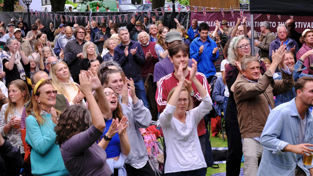 Outdoor community stage audience (Sidmouth International Jazz and Blues Festival 2022)