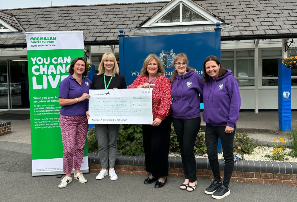 From left - Kirstian Frost (WSPA Committee Member), Sarah Adwick (Relationship Fundraising Manager, Macmillan Cancer Support), Hellen Dodsworth (Headmistress, Warwick Preparatory School), Helen Owen (WPSA Committee Member), Julie Moon (WPSA Committee Member)