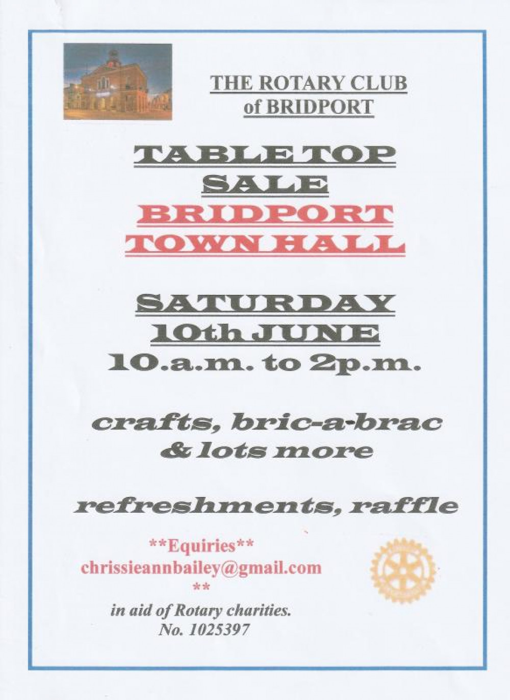 The Rotary Club of Bridport - Table Top Sale