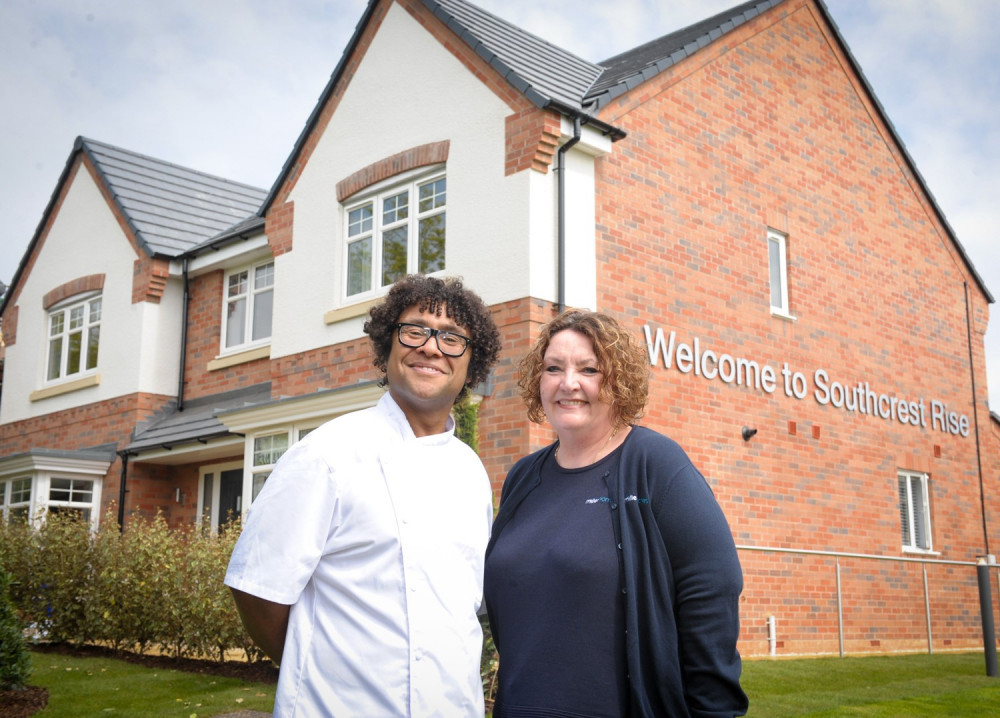 Chef Trevor Blake and Susan Howard, development sales manager at Southcrest Rise, outside the new show home