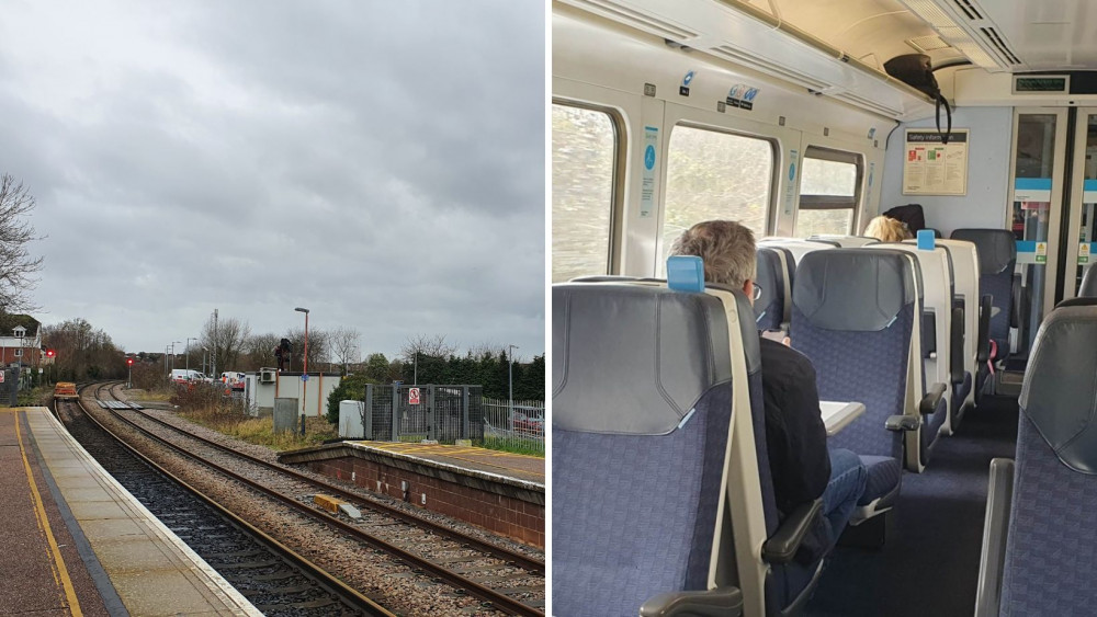 L: Honiton Train Station R: A South Western Train (Nub News)