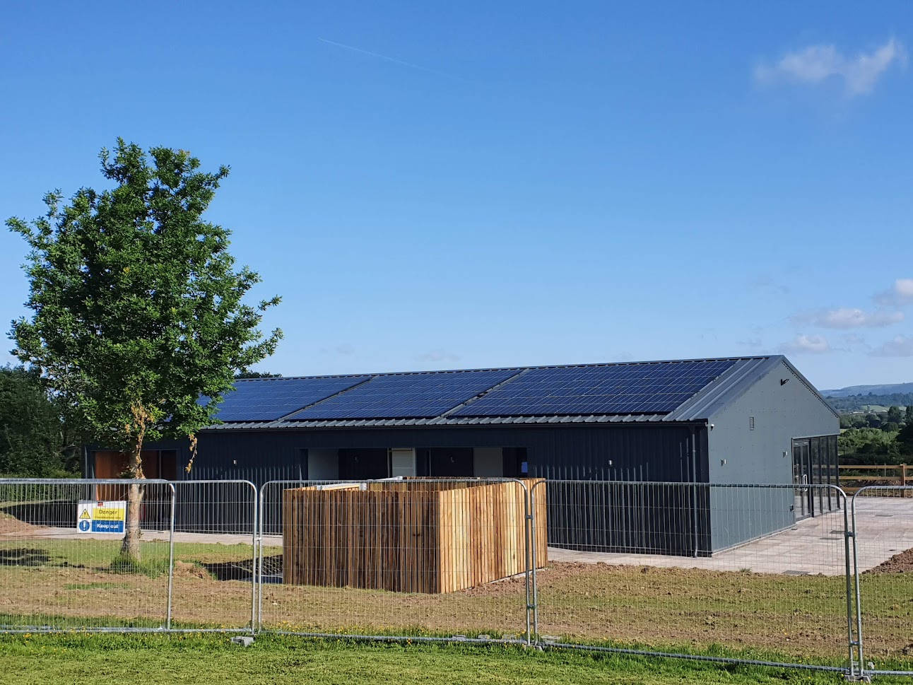 Solar Pv on roof of Middlewick Farm shop. 