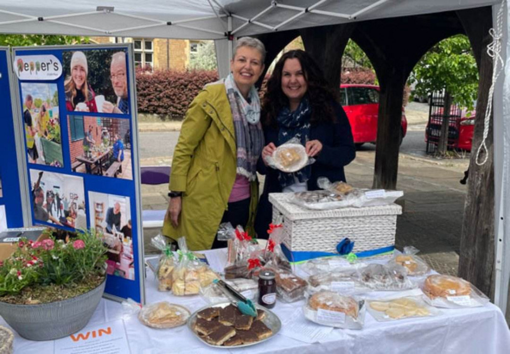 Alison Tully and Sarah Need on the Pepper's stall at Oakham Market. Image credit: Sentura Group.