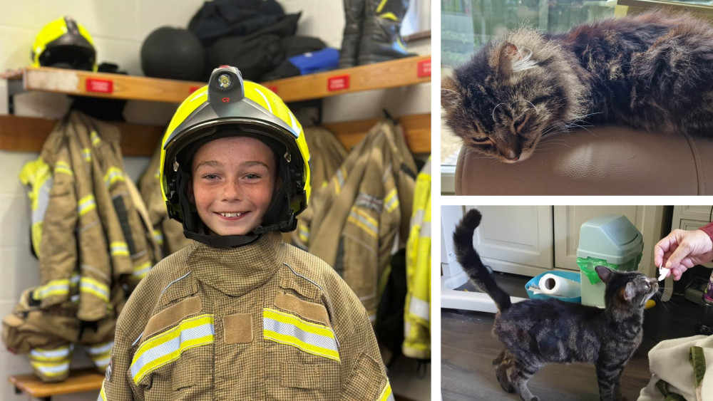 Joshua, 9, received a certificate of recognition from Maldon Fire Station, for his heroic actions in helping to save two beloved cats. (Photos: Maldon Fire Station and Jeffrey Billings)