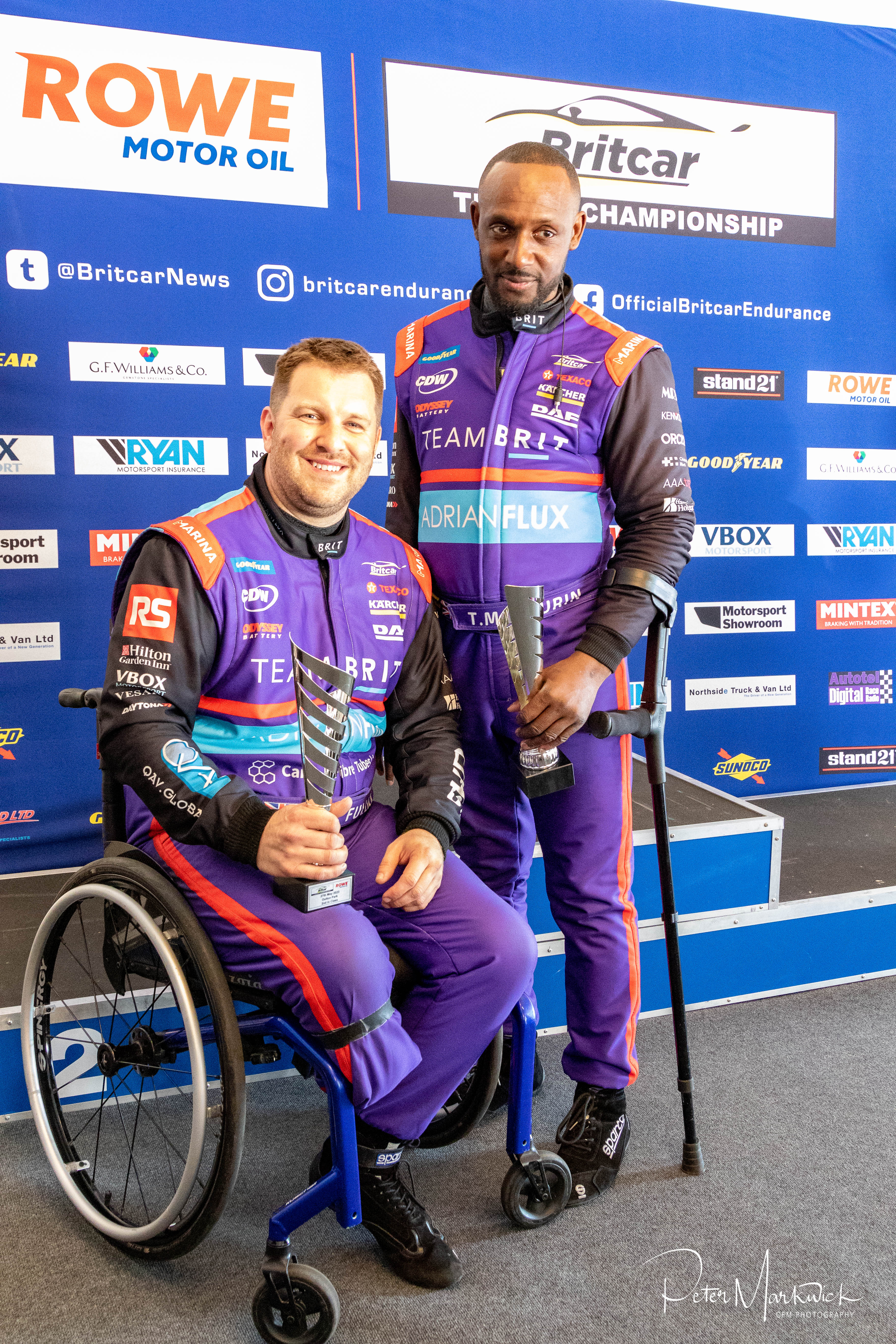 Tyrone (r) and Paul (l) with their race trophies. Credit Peter Markwick