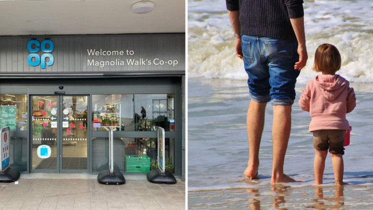 L: Exmouth Magnolia Walk Co-op (Nub News). R: Father and child (Pixabay)