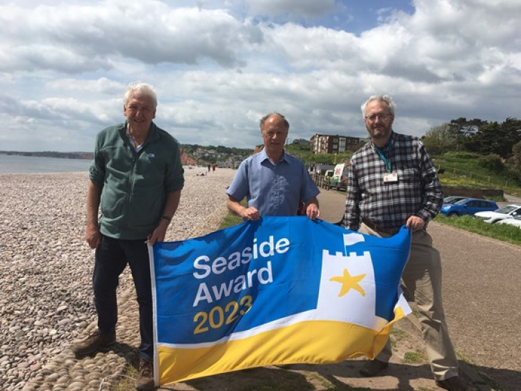Cllr Geoff Jung, portfolio holder for Coast, Country and Environment; Cllr Roger Sherriff, Budleigh Town Council; and Pete Blyth, Beach Safety Officer