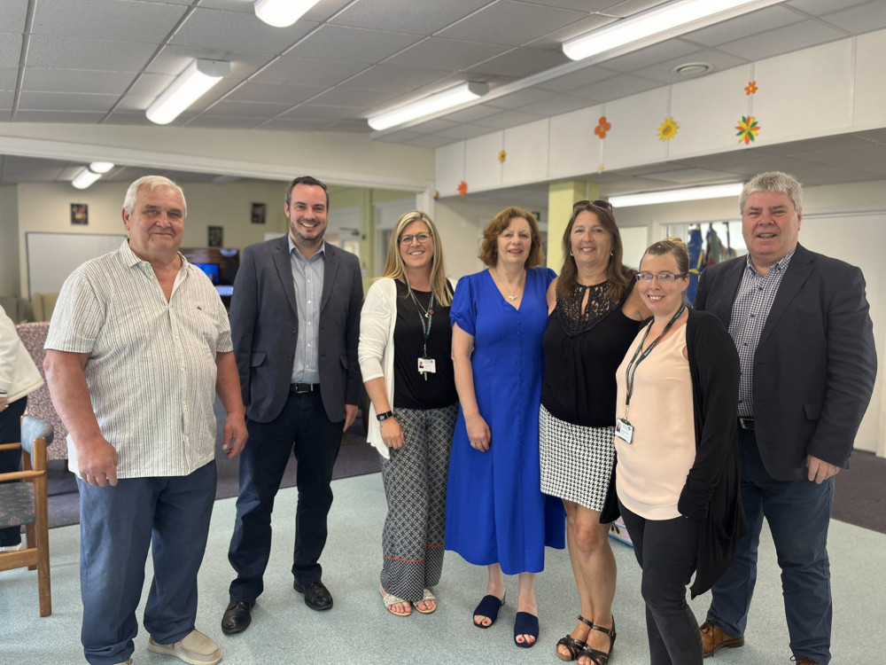 L - R: John Zarczynski, Simon Jupp MP, Leanne Gavin (the new manager), Jean Richardson, Caroline Miles, Sally Maybry (the new assistant manager) and councillor Phil Twiss 