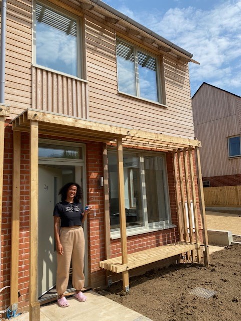 Bridport resident Rebecca Ayling at her new home at Hazelmead