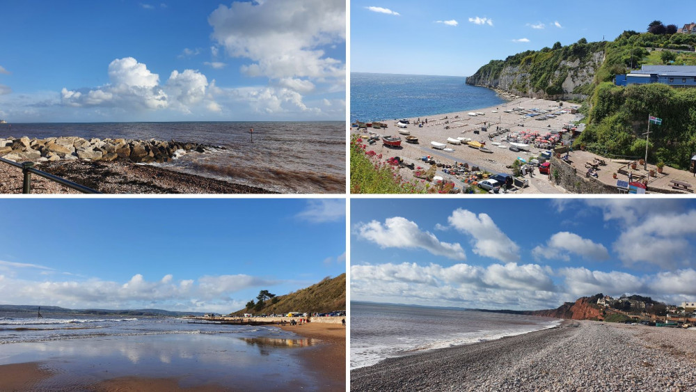 Which is your favourite East Devon beach? (Top from left: Sidmouth, Beer, Budleigh Salterton and Exmouth, all Nub News)