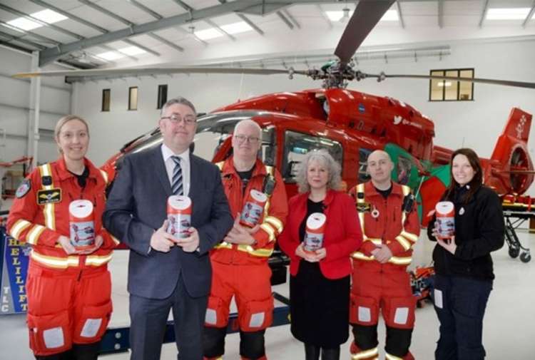 Members of Wales Air Ambulance, Swansea Building Society's staff charity