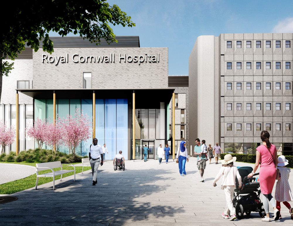 How the new front entrance to the Royal Cornwall Hospital will look (Image: Supplied) How the new front entrance to the Royal Cornwall Hospital will look (Image: Supplied)