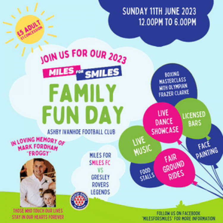 Miles For Smiles Family Fun Day at Ashby Ivanhoe FC, Lower Packington Road, Ashby de la Zouch Miles For Smiles Family Fun Day at Ashby Ivanhoe FC, Lower Packington Road, Ashby de la Zouch