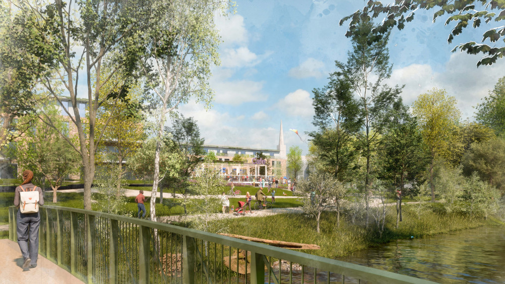 Artist\'S Impression Of The Planned Footbridge Within The Riverside Park In The Saxonvale Site Acorn Property Group 180523 (1)