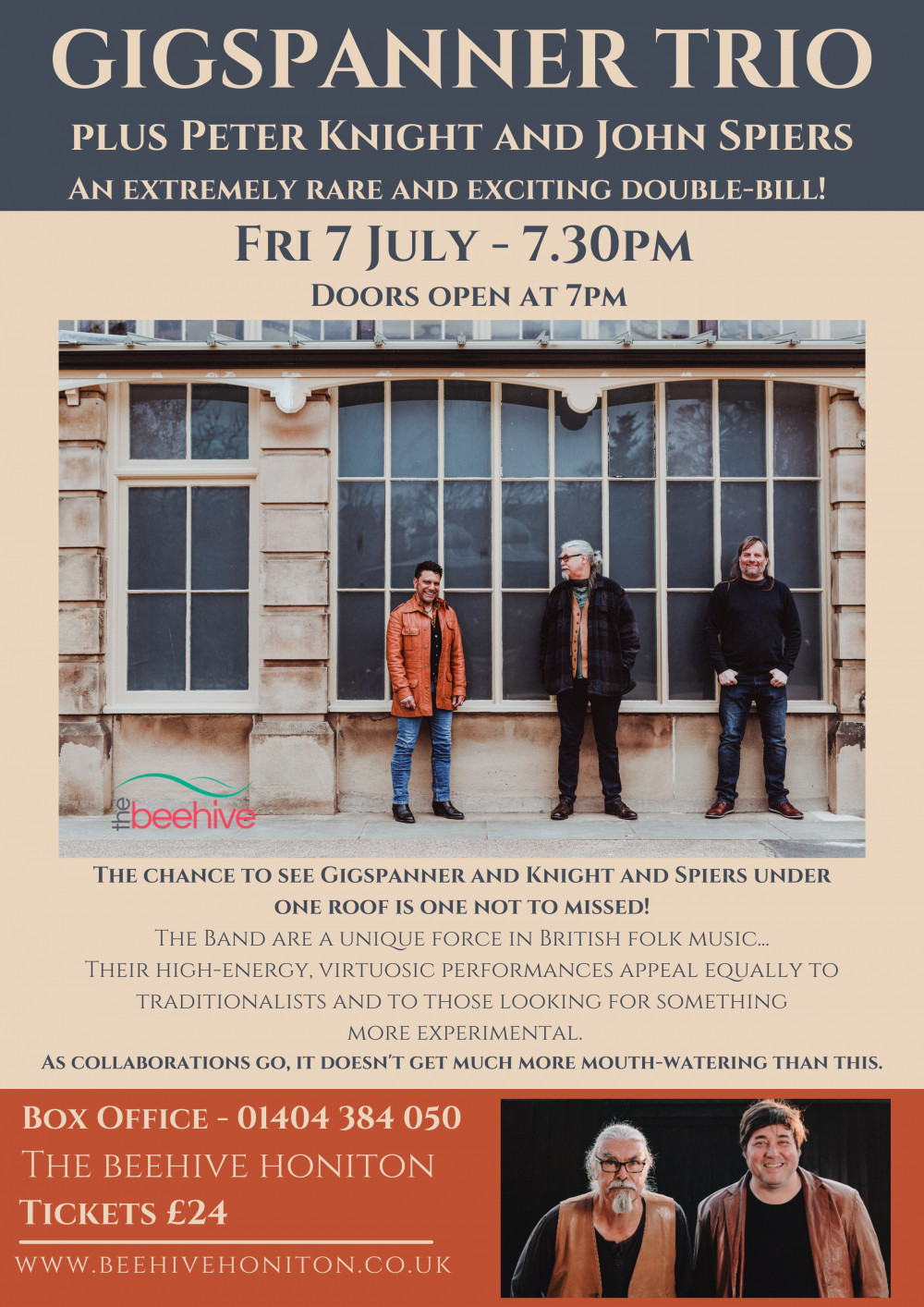 Exclusive Double-Header Concert;Peter Knight's Gigspanner Trio Plus Peter Knight & John Spiers.