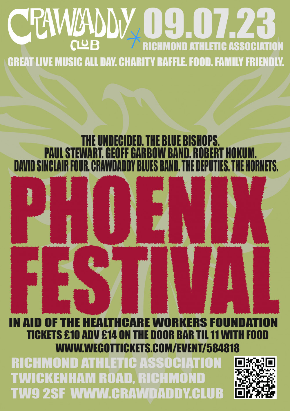 Phoenix Festival in Aid of the Healthcare Workers Foundation to be Held at the Crawdaddy Club on July 9th