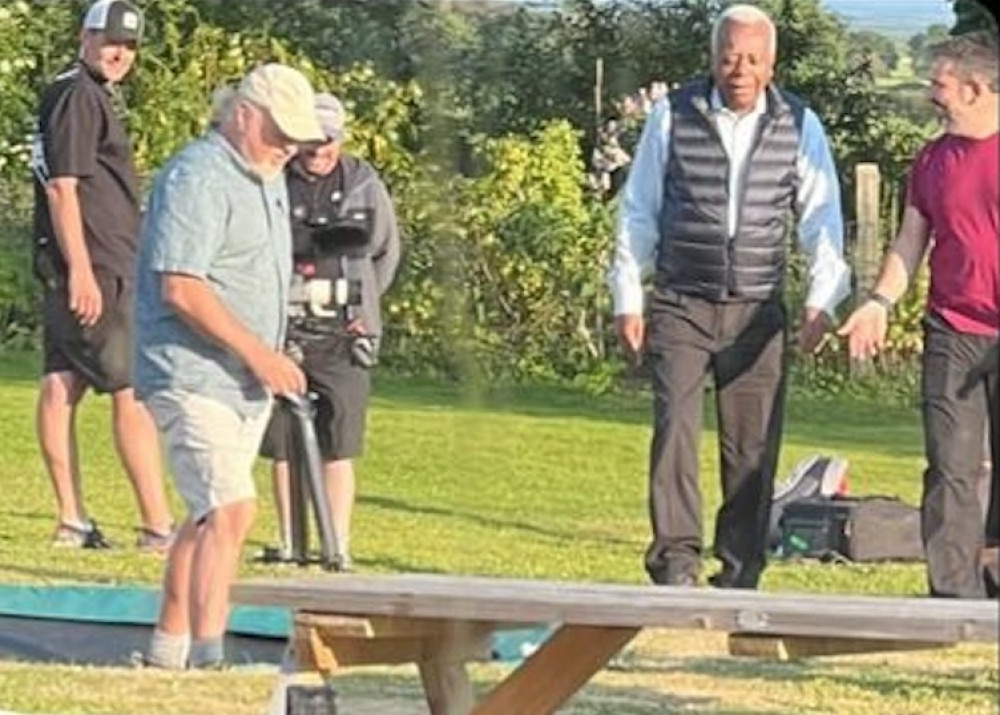 Bill Bailey and Sir Trevor filming in Suffolk (Picture: contributed)